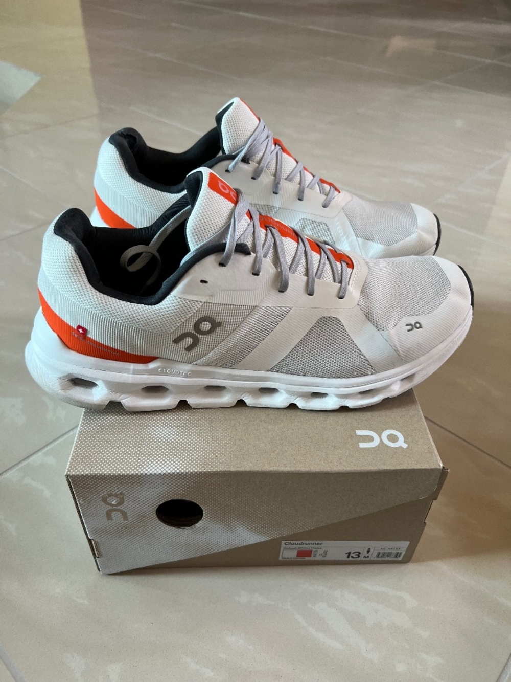 0040 ON Cloudrunner Men's Undyed-White / Flame US 13